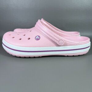 Crocs Clog Men's Size 12 Crocband Pink White Slip On Sandal Shoe Very Nice *READ